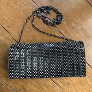 Black vintage rhinestone evening bag, purse clutch